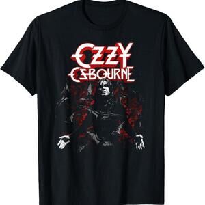 Ozzy Osbourne With Bats T Shirt Gothic Rock Graphic Tee Bat Silhouette Fan 17